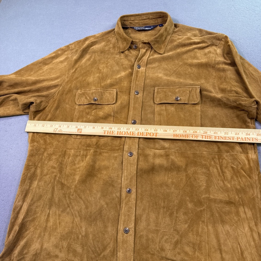 Polo Ralph Lauren Brown Suede Leather Button-Up Shirt XL EXCELLENT - Picture 6 of 8